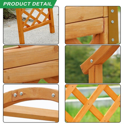 Garden Arch Wooden Pergola Feature Trellis Rose Climbing Plant Archway Tan Frame - 3