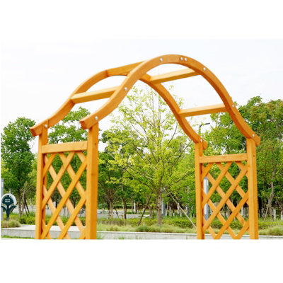Garden Arch Wooden Pergola Feature Trellis Rose Climbing Plant Archway Tan Frame - 4
