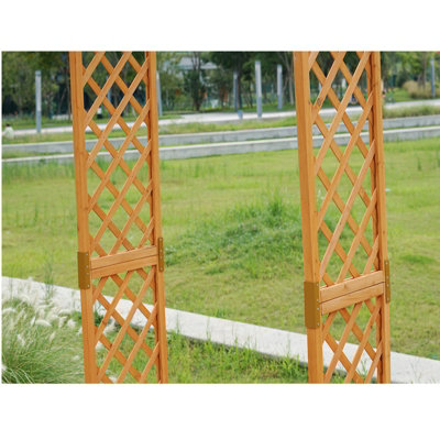 Garden Arch Wooden Pergola Feature Trellis Rose Climbing Plant Archway Tan Frame - 5