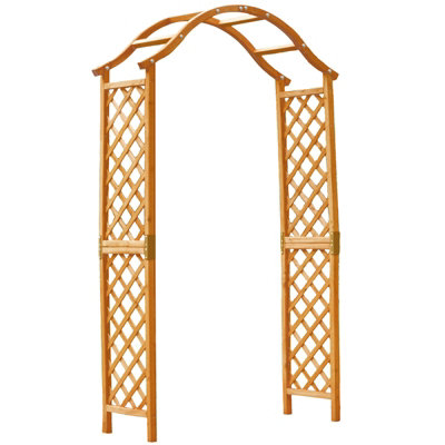 Garden Arch Wooden Pergola Feature Trellis Rose Climbing Plant Archway Tan Frame - 6