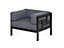 Garden Armchair Lounge Chair Outdoor Black Wooden Frame & Comfy Grey Cushions - Cori
