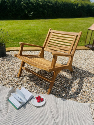 Garden Armchair Teak Wood - Solid wood outdoor chair - Garden sunchair Deckchair