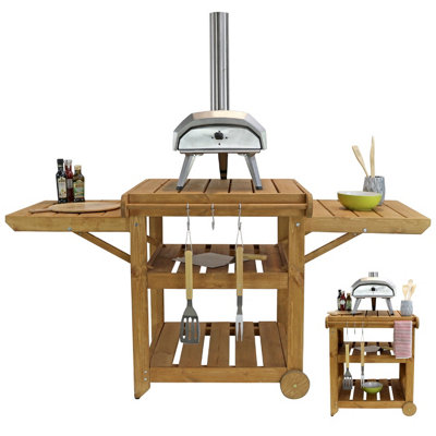 Garden BBQ Table Outdoor Cooking Wooden Foldable Table by Zest Outdoor ...