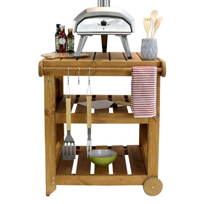 Garden BBQ Table Outdoor Cooking Wooden Foldable Table