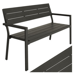 Garden bench 2-seater w/ aluminium frame (128x59x88cm) - dark grey