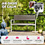 Garden bench 2-seater w/ aluminium frame (128x59x88cm) - light grey/white
