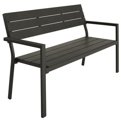 Garden Bench - 2-seater, weatherproof aluminium frame, 128 x 59 x 88 cm - dark grey