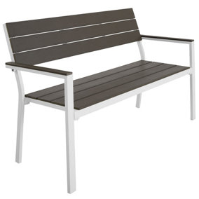 Garden Bench - 2-seater, weatherproof aluminium frame, 128 x 59 x 88 cm - light grey/white