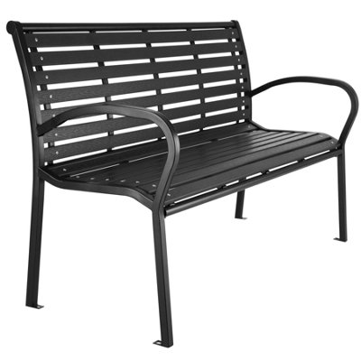 Garden Bench Pino - 3-seater, steel frame, weatherproof, 126 x 62 x 81.5 cm - black