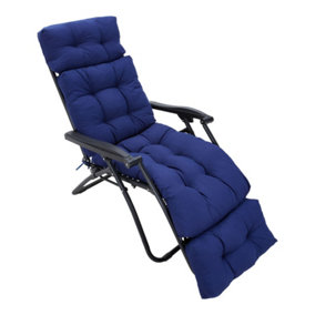 Garden Bench Recliner Chair Swing Chair Seat Pad Cushion Lengthen Sunlounger Cushion for Indoor Outdoor,Navy Blue