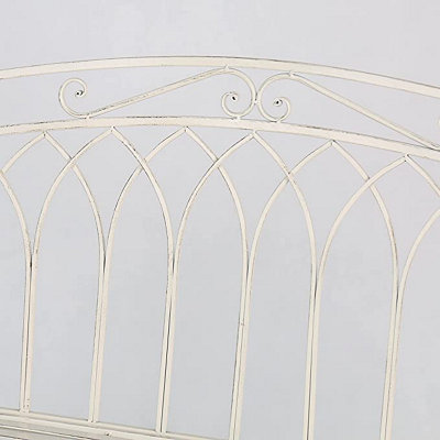 Garden Bench Seat Patio Furniture - Foldable Design - Shabby Chic Handmade - Antique White (Varesa) - 3