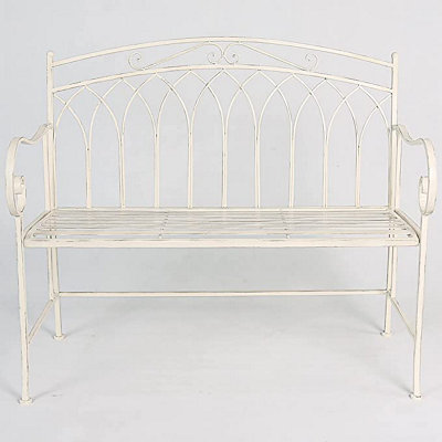 Garden Bench Seat Patio Furniture - Foldable Design - Shabby Chic Handmade - Antique White (Varesa) - 7
