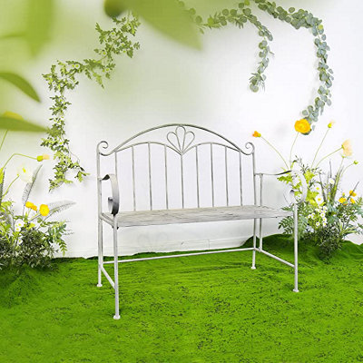 Garden Bench Seat Patio Furniture - Foldable Design - Shabby Chic Handmade - Cement Grey(Trentino) - 7