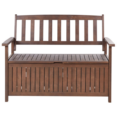 Garden Bench SOVANA 120 cm with Storage Acacia Wood Dark Brown