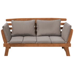 Garden Bench with Cushion PORTICI 210 cm Wood Light Brown