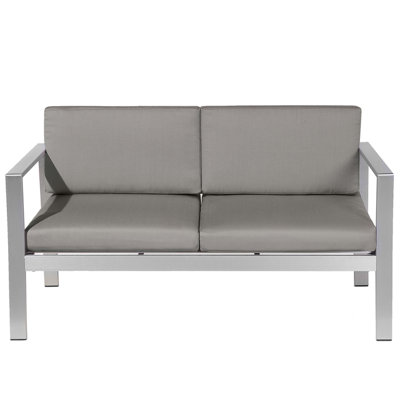 Garden Bench with Cushion SALERNO 142 cm Metal Dark Grey