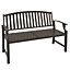 Garden Bench with Slatted Seat and Backrest, Curved Armrest, Brown