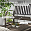 Garden Bench with Slatted Seat and Backrest, Curved Armrest, Brown