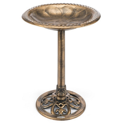 Garden Bird Bath Ornate Resin Birdbath With Rustic Metal Effect H60cm Bronze Christow Price Comparisons | Compare The Build
