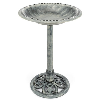 Garden Bird Bath Ornate Resin Birdbath With Rustic Metal Effect H60cm Grey Christow Price Comparisons | Compare The Build