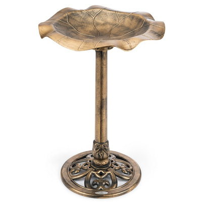 Garden Bird Bath Resin Leaf Birdbath With Rustic Metal Effect H60cm Bronze Christow Price Comparisons | Compare The Build