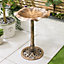 Garden Bird Bath Resin Leaf Birdbath With Rustic Metal Effect H60cm Bronze Christow