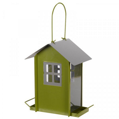 Garden Bird Seed Feeder Beach Hut - Green - 3