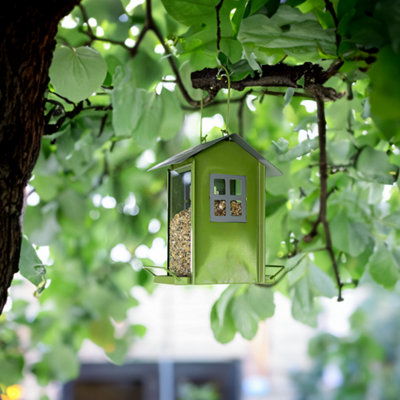 Garden Bird Seed Feeder Beach Hut - Green - 4
