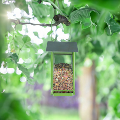 Garden Bird Seed Feeder Beach Hut - Green - 5