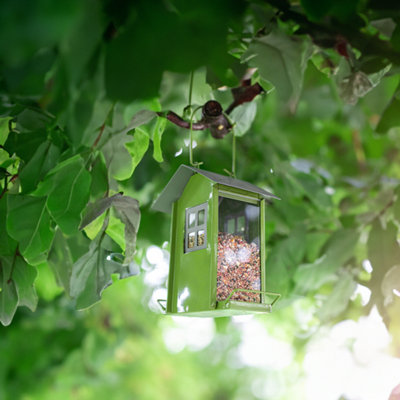 Garden Bird Seed Feeder Beach Hut - Green - 6