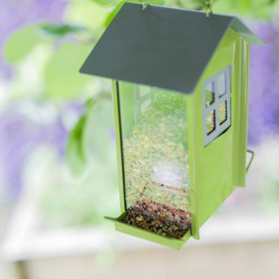 Garden Bird Seed Feeder Beach Hut - Green - 1