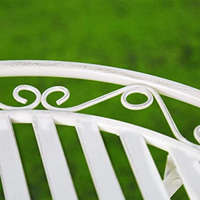 Garden Bistro Set 3 Piece Outdoor Metal Foldable Patio Balcony Furniture Shabby Chic - Caserta Antique White