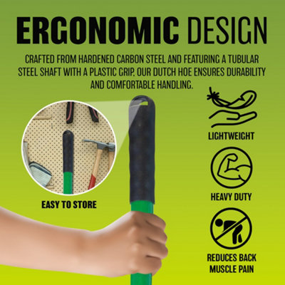 Dutch Hoe | High-Carbon Boron Steel Blade & 54" Long European Wood T Handle Easy To Use Gardening Tool