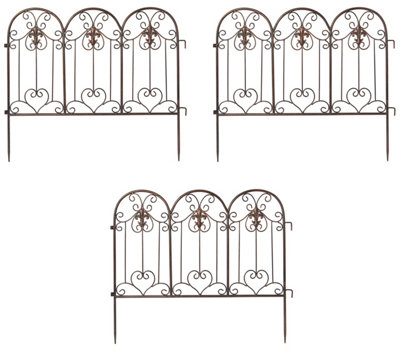 Garden Border Edging Steel Lawn Fence Edge (H)500mm Pack of 3