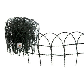 Garden Border Wire Fence PVC Green Steel Lawn Decorative Edging Fencing (H)250mm