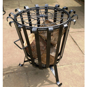 Garden Brazier, Fire Basket - Solid Steel - L50.8 x W50.8 x H53.3 cm - Black
