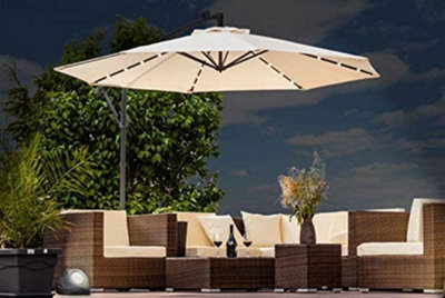 Garden Cantilever Banana Sun Shade Led Parasol Patio Cream Hanging ...