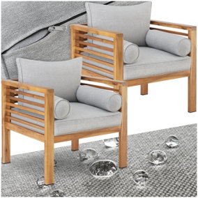 Garden Chair Boka Set of 2 - heat-treated acacia wood frame, thick seat cushions - brown - 2
