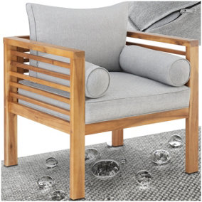 Garden Chair Boka - thick cushions, heat-treated wooden frame, weather-resistant - brown - 1