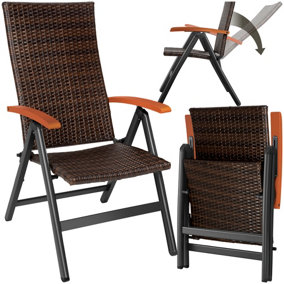 Garden Chair Canberra - 6-step backrest, foldable, weather & UV-resistant - brown - 1