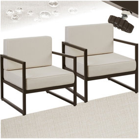 Garden Chair Comosa -  XXL padding, water-repellent covers, steel frame - brown/beige - Set of 2