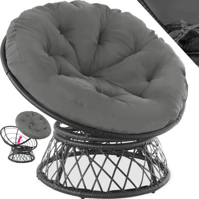 Garden Chair Gargano - rotatable, resilient polyrattan, comfortable round cushion,  - black