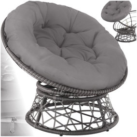 Garden Chair Gargano - rotatable, resilient polyrattan, comfortable round cushion,  - grey - 1