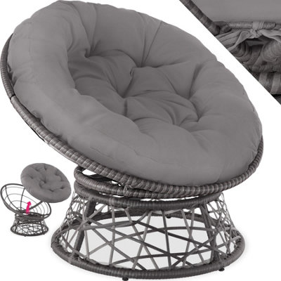 Garden Chair Gargano - rotatable, resilient polyrattan, comfortable round cushion,  - grey