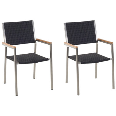 Garden Chair GROSSETO PE Rattan Black