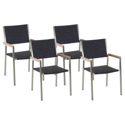 Garden Chair GROSSETO PE Rattan Black