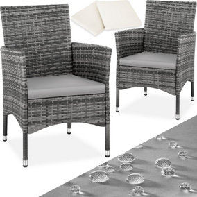 Garden Chair Nantes Set of 2 - weather & UV-resistant, 2 sets of cushion covers - grey/light grey - 2