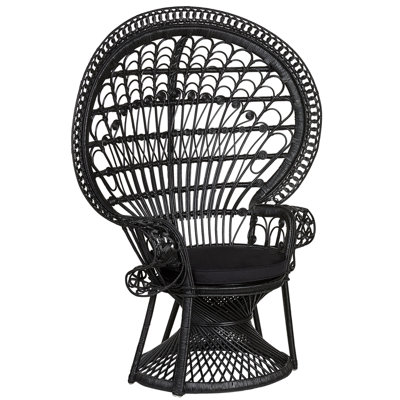 Garden Chair Rattan Black EMMANUELLE