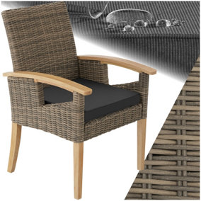 Garden Chair Rosarno - polyrattan with wooden frame, weather and UV-resistant - nature - 1