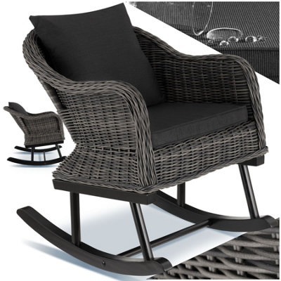 Garden Chair Rovigo - outdoor rocking chair, comfortable padding - grey